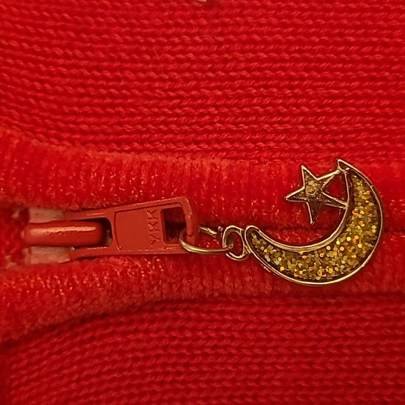 EUC Vintage Berek Red Christmas Themed Sequined and Beaded Zip Up Cardig… - Picture 6 of 15